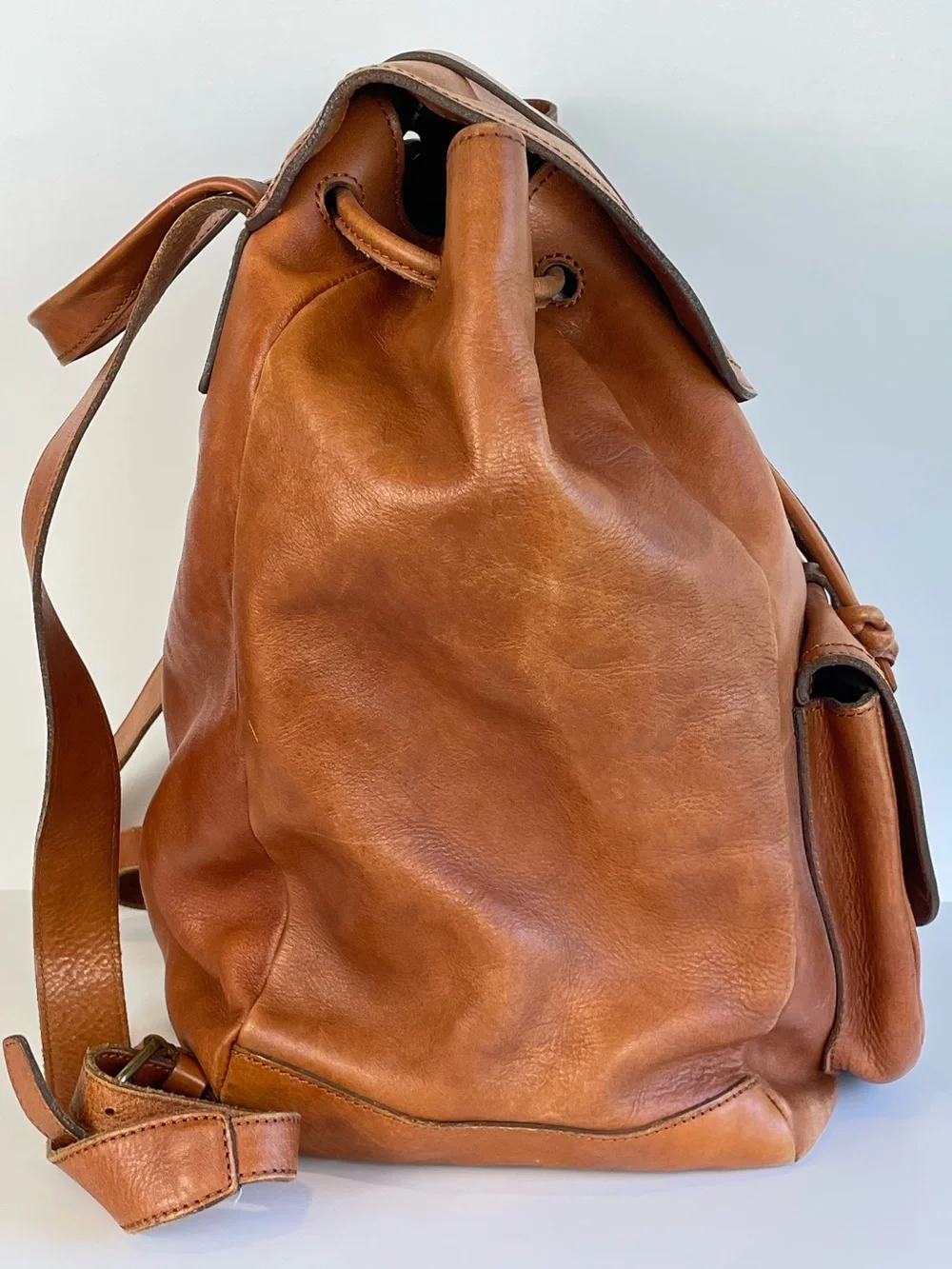 Madewell “ The Transport Rucksack”Cognac Leather Backpack with Front Pocket